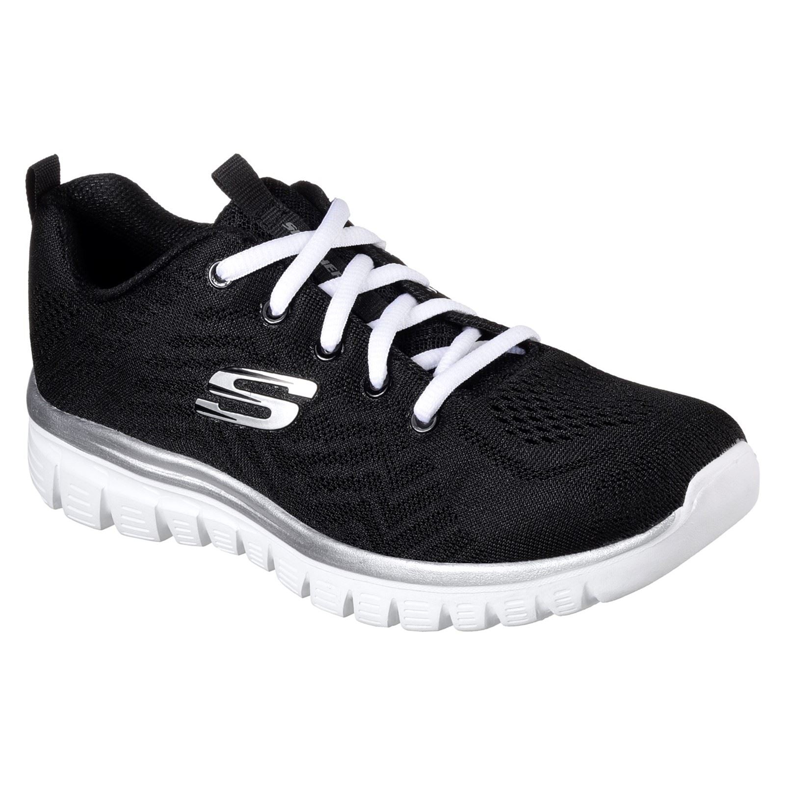 Skechers (GAR12615) Women's Graceful Get Connected Sports Shoe in Black/White 3 to 8