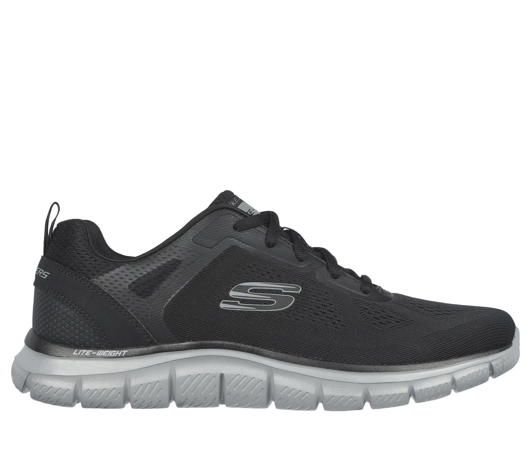 Skechers Men's Track - Broader Running Shoes in Black/Charcoal, Sizes 5.5 to 10.5