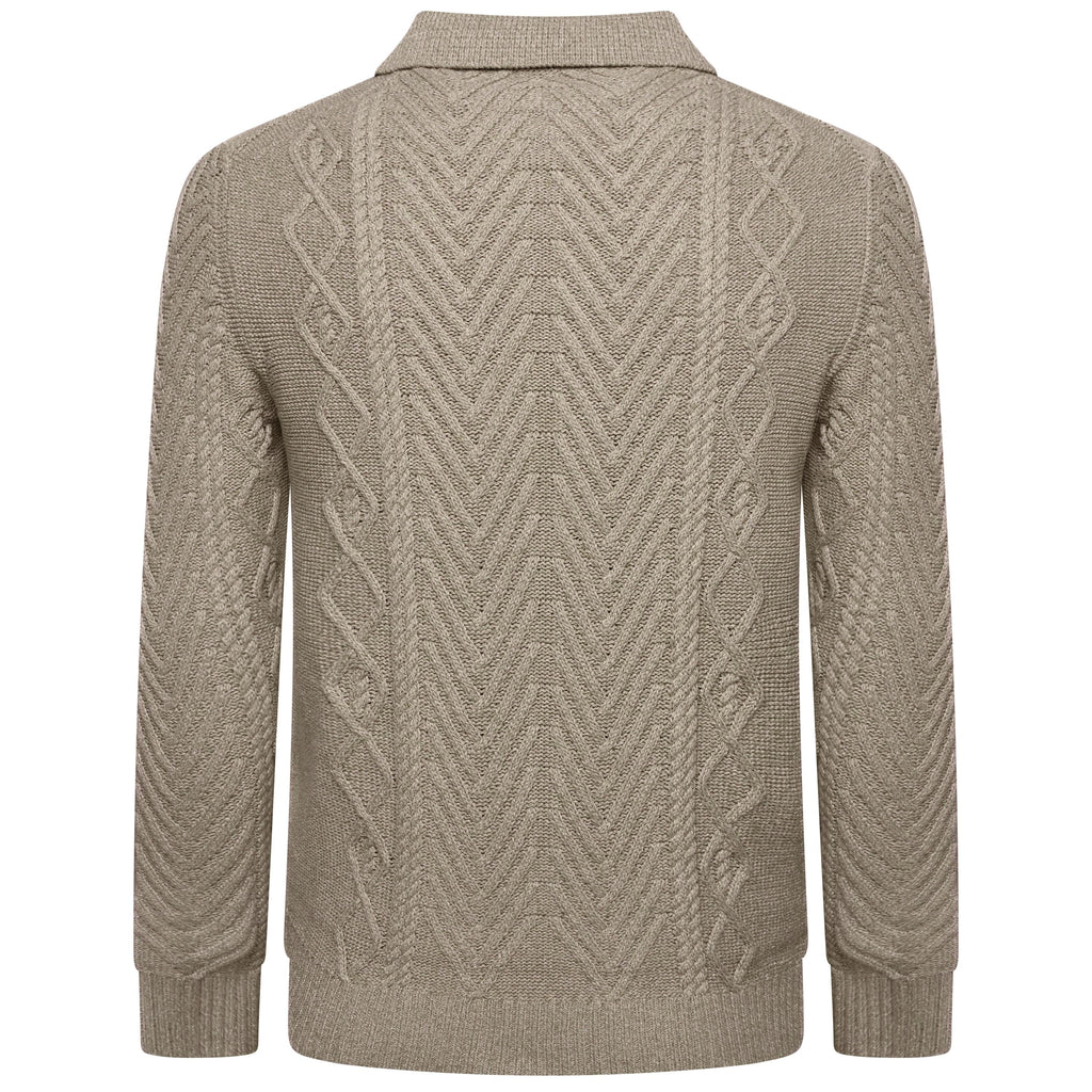 Crew Clothing Company Men's Cable Knit Button Neck Jumper 6 Colours XS–3XL