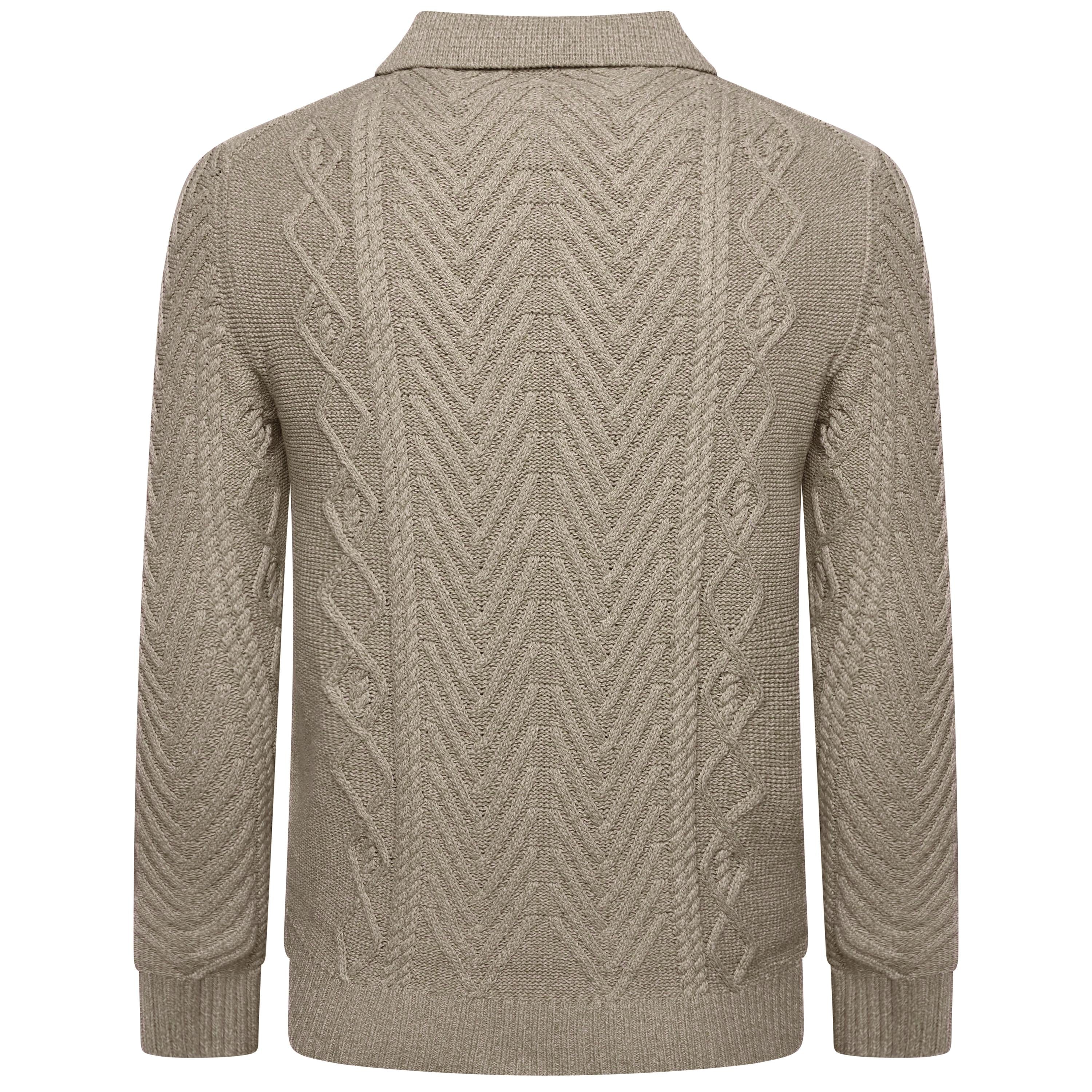 Crew Clothing Company Men's Cable Knit Button Neck Jumper 6 Colours XS–3XL