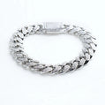 Mens 12mm Iced Miami Cuban Link Bracelet - White Gold