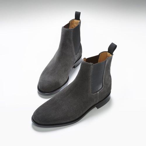 Grey Suede Chelsea Boots, Welted Leather Sole - QHA UK