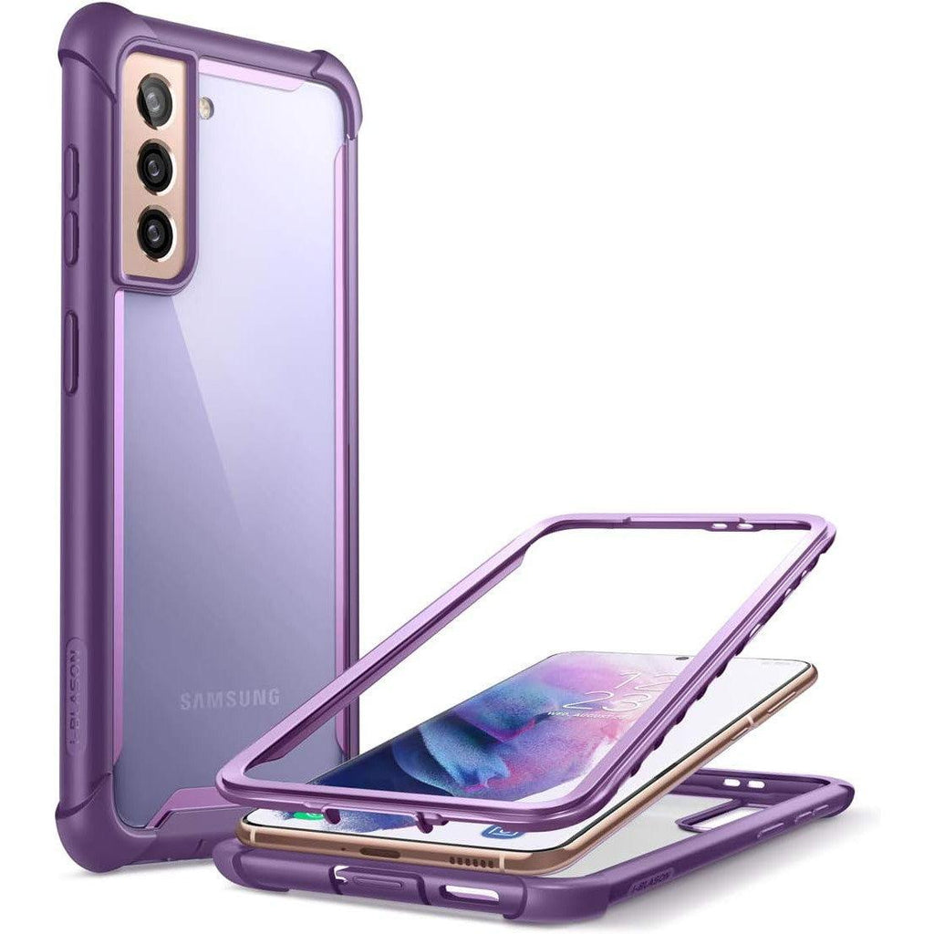 Galaxy S21 Case 6.2 Inch Rugged Clear Shockproof Bumper Purple i-Blason Ares
