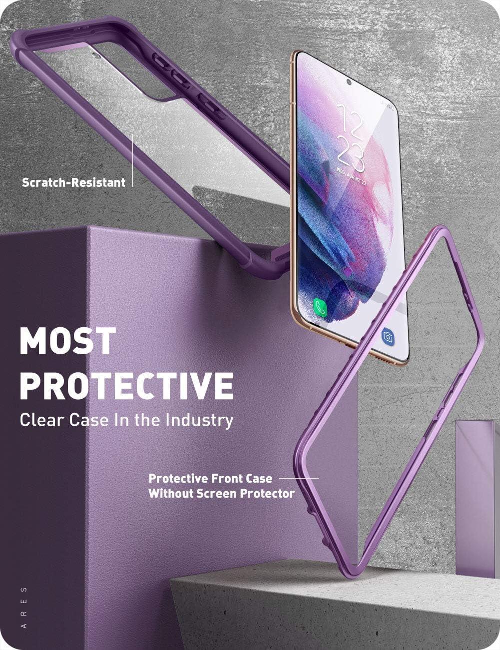 Galaxy S21 Case 6.2 Inch Rugged Clear Shockproof Bumper Purple i-Blason Ares