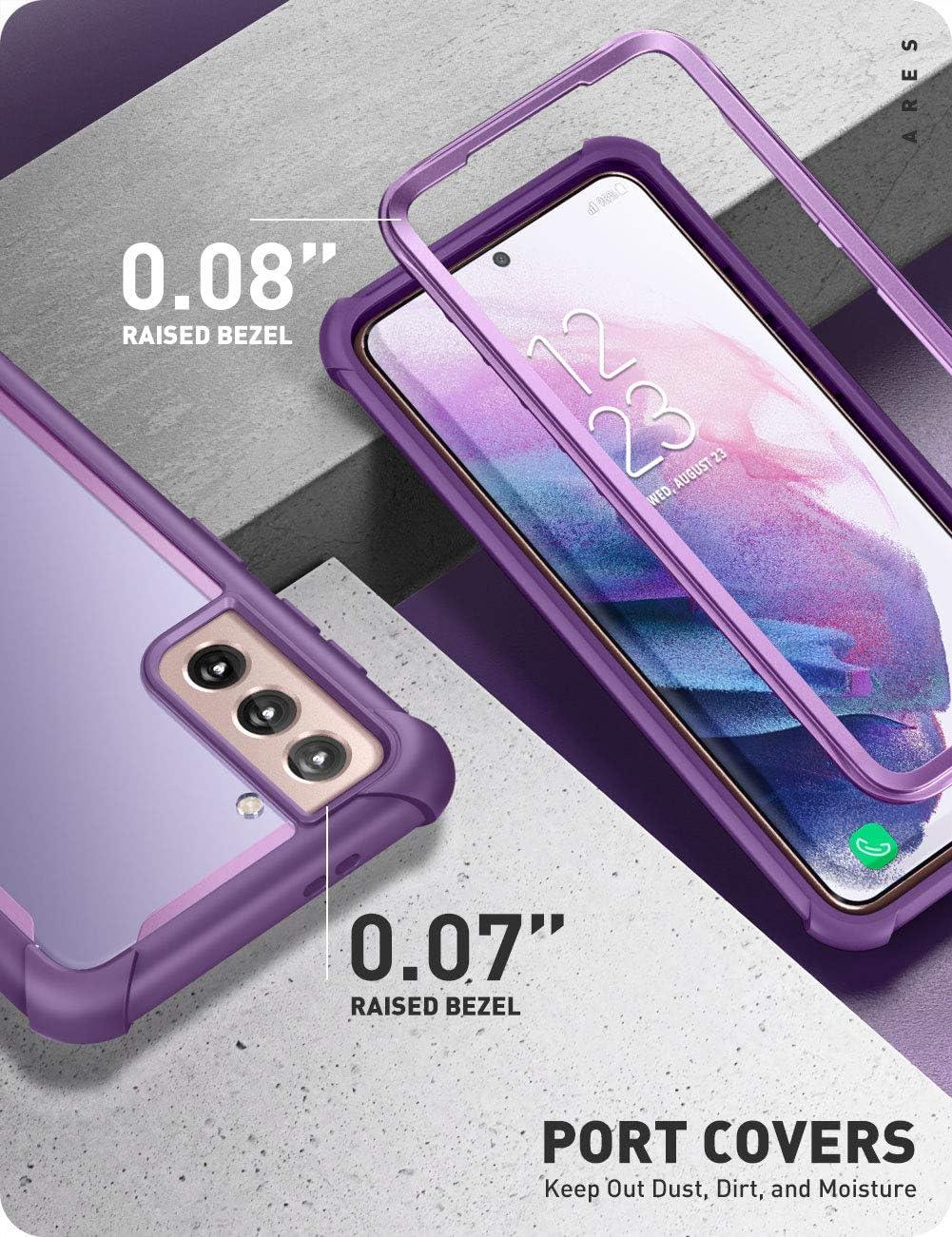 Galaxy S21 Case 6.2 Inch Rugged Clear Shockproof Bumper Purple i-Blason Ares