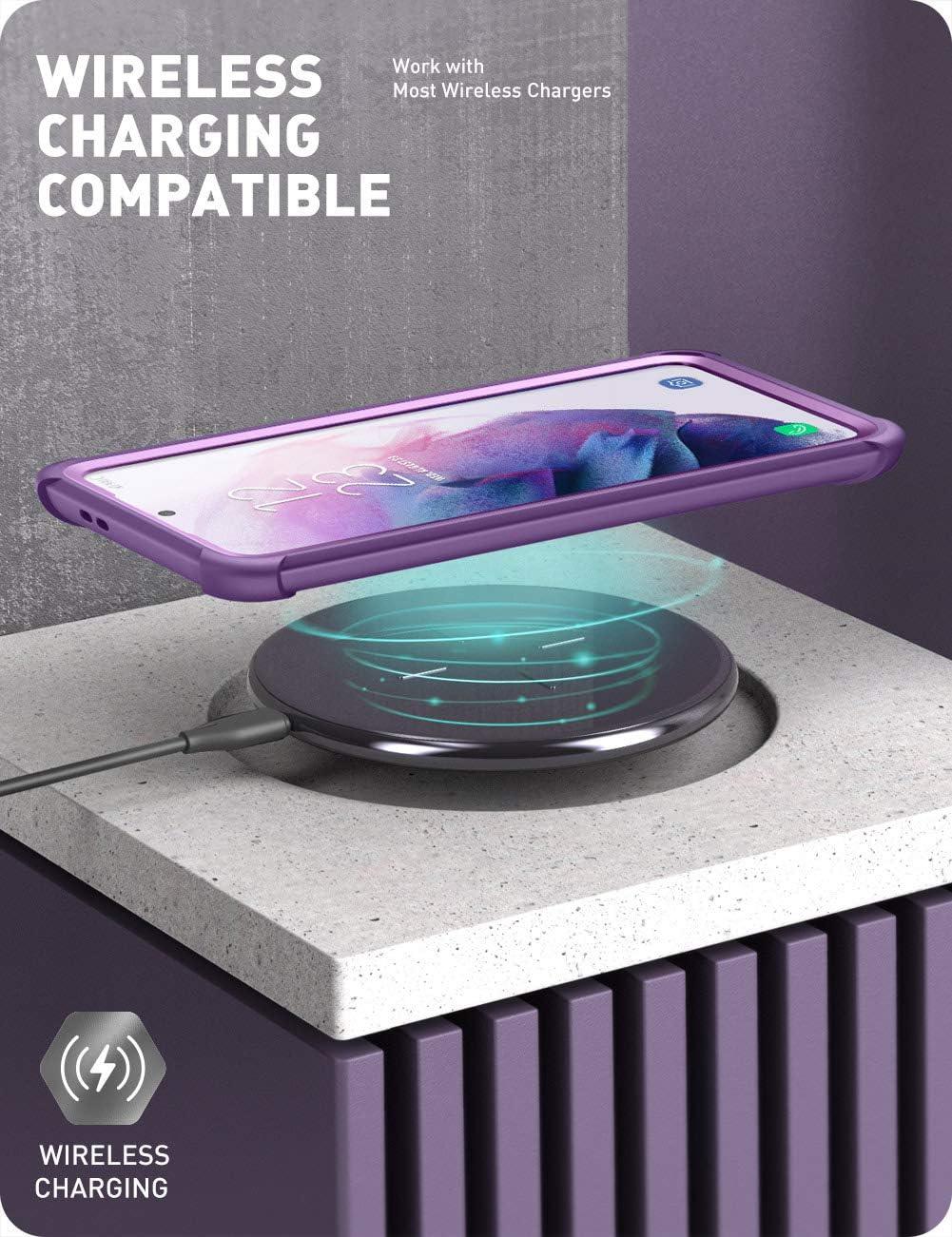 Galaxy S21 Case 6.2 Inch Rugged Clear Shockproof Bumper Purple i-Blason Ares