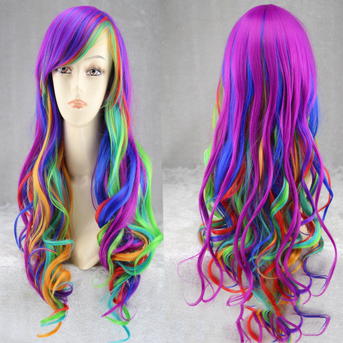 Colourful Rainbow Gradient Hairstyle Wigs