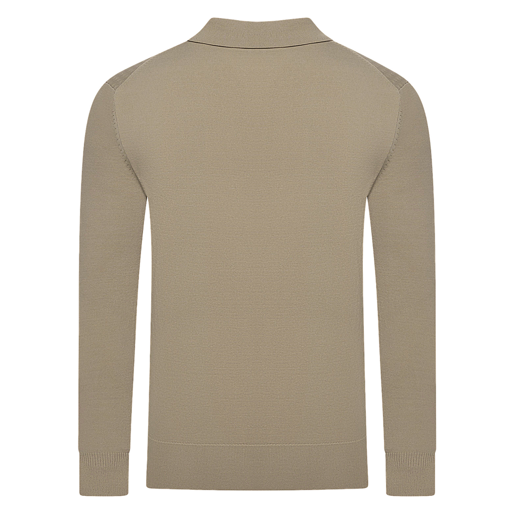 Contempo Mens Half Zip Polo Jumper Ribbed Knit Stretch Long Sleeve Casual Top - QHA UK