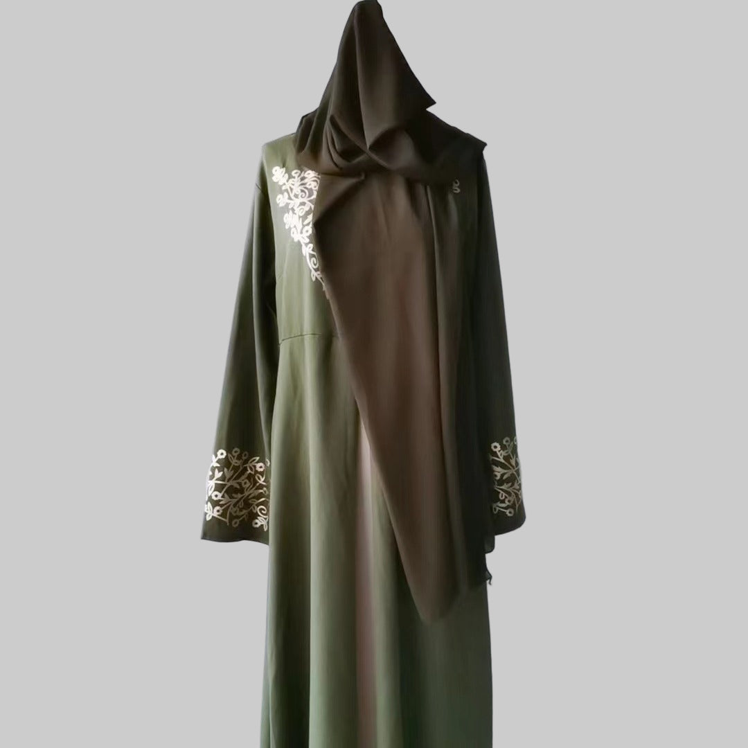 Contrast Colour Slim Fit Stitched Abaya
