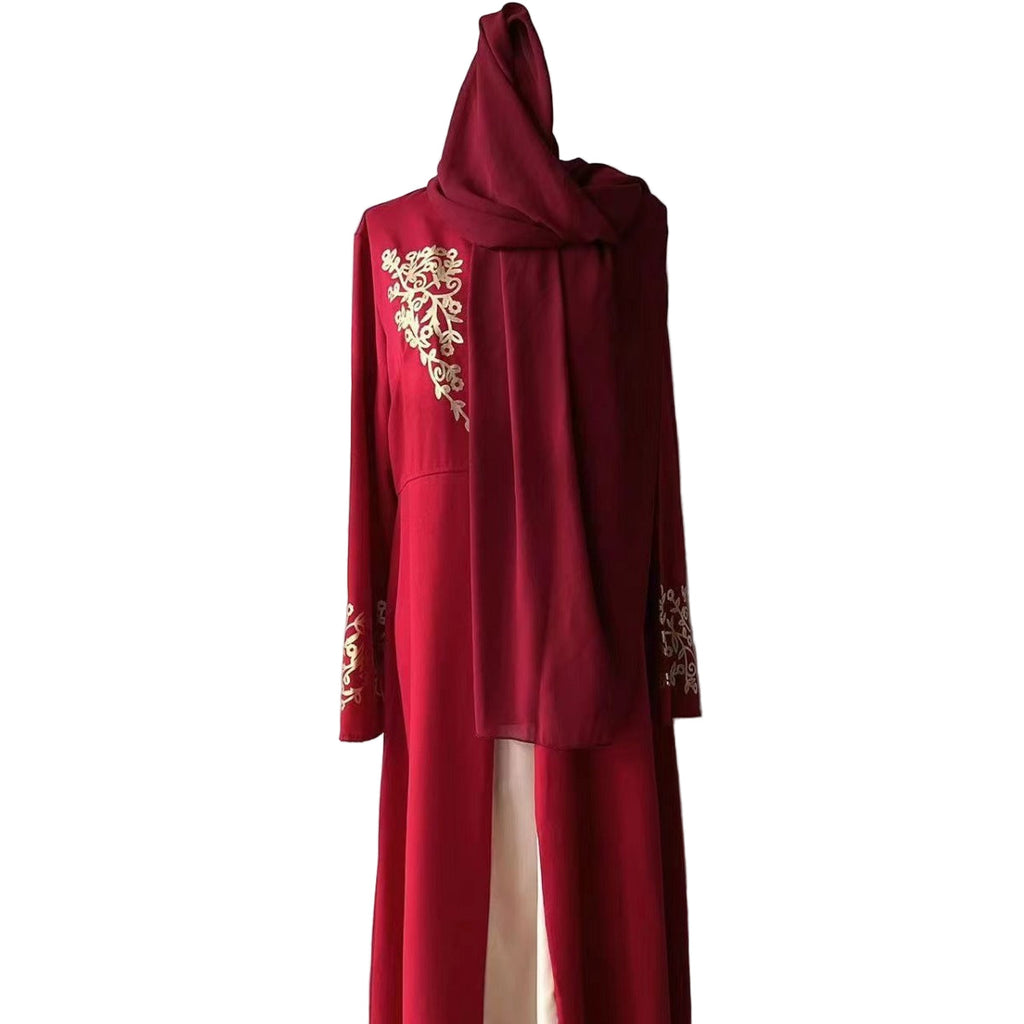 Contrast Colour Slim Fit Stitched Abaya