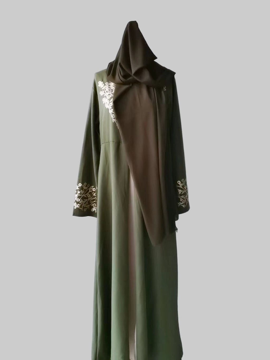 Contrast Colour Slim Fit Stitched Abaya