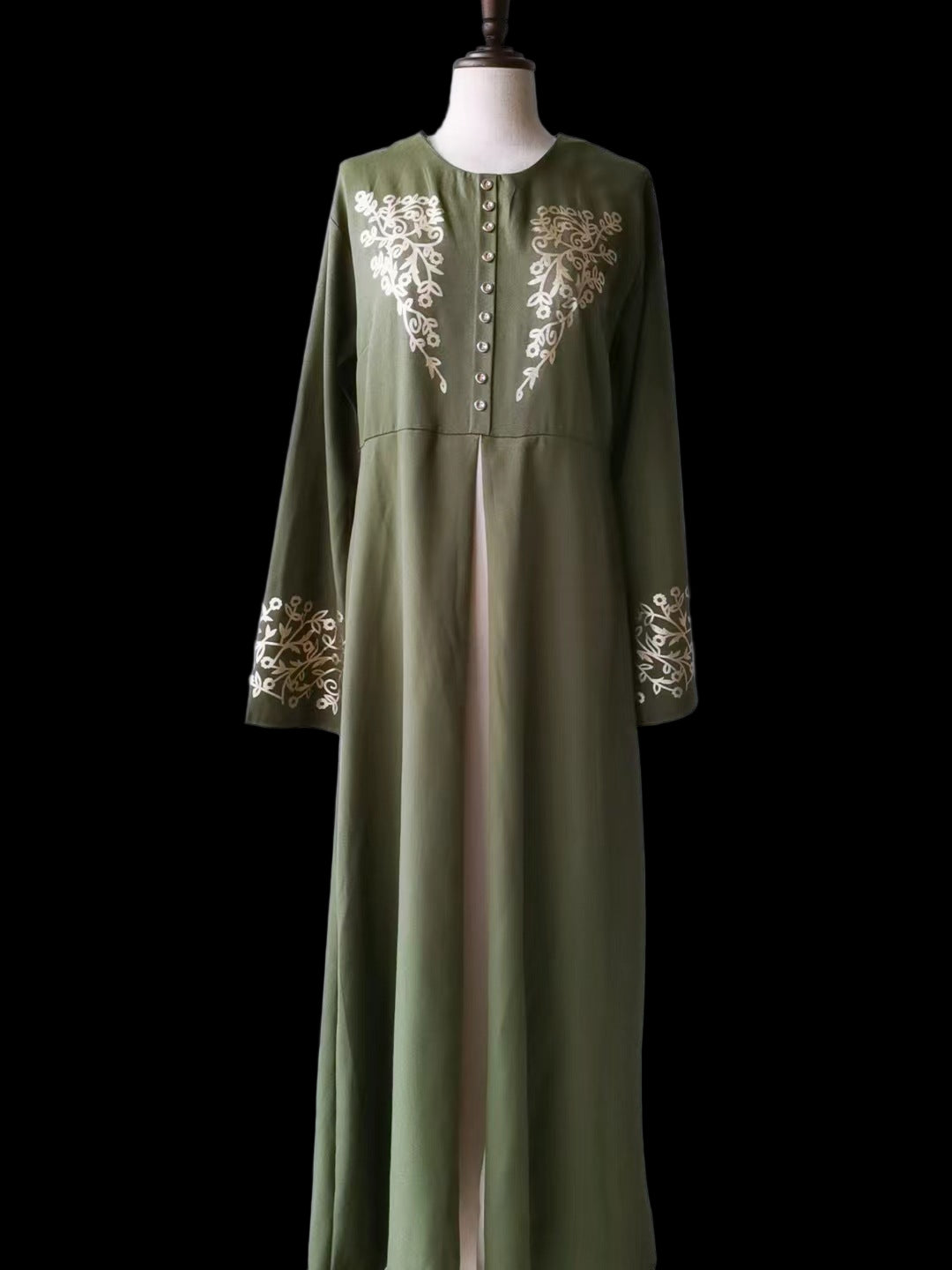 Contrast Colour Slim Fit Stitched Abaya