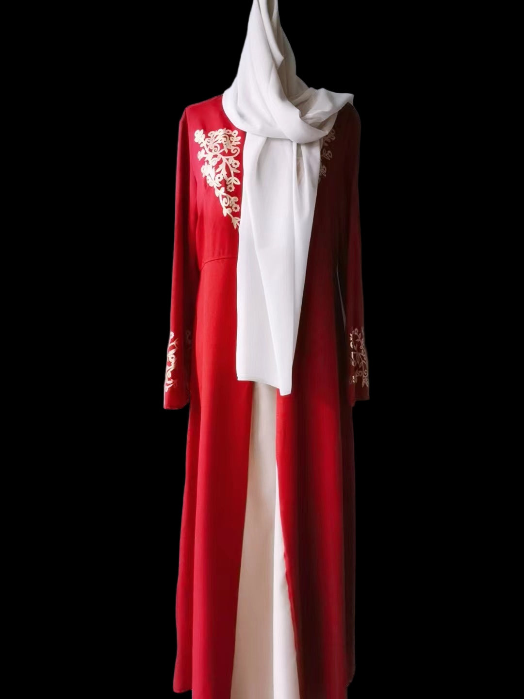 Contrast Colour Slim Fit Stitched Abaya