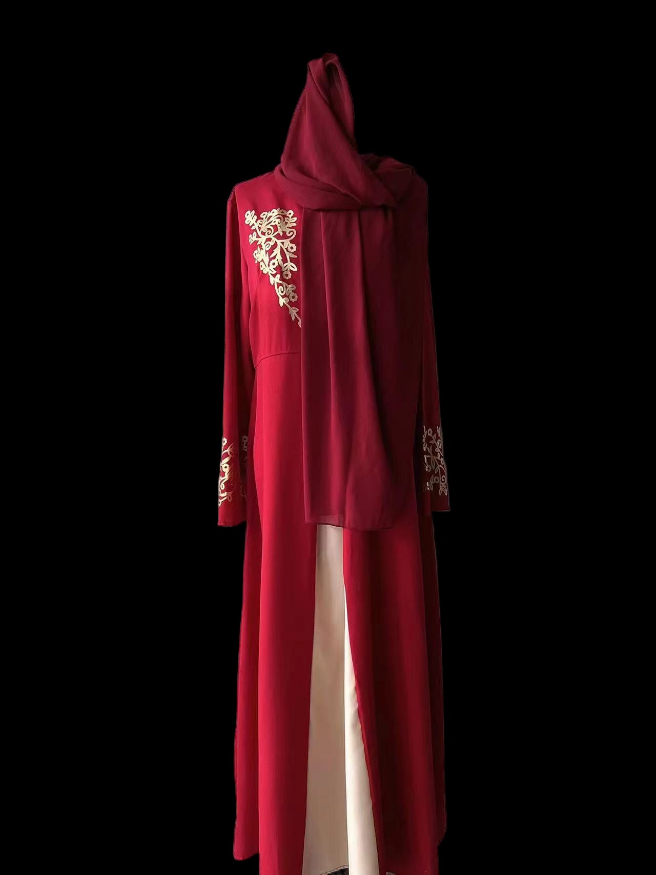 Contrast Colour Slim Fit Stitched Abaya