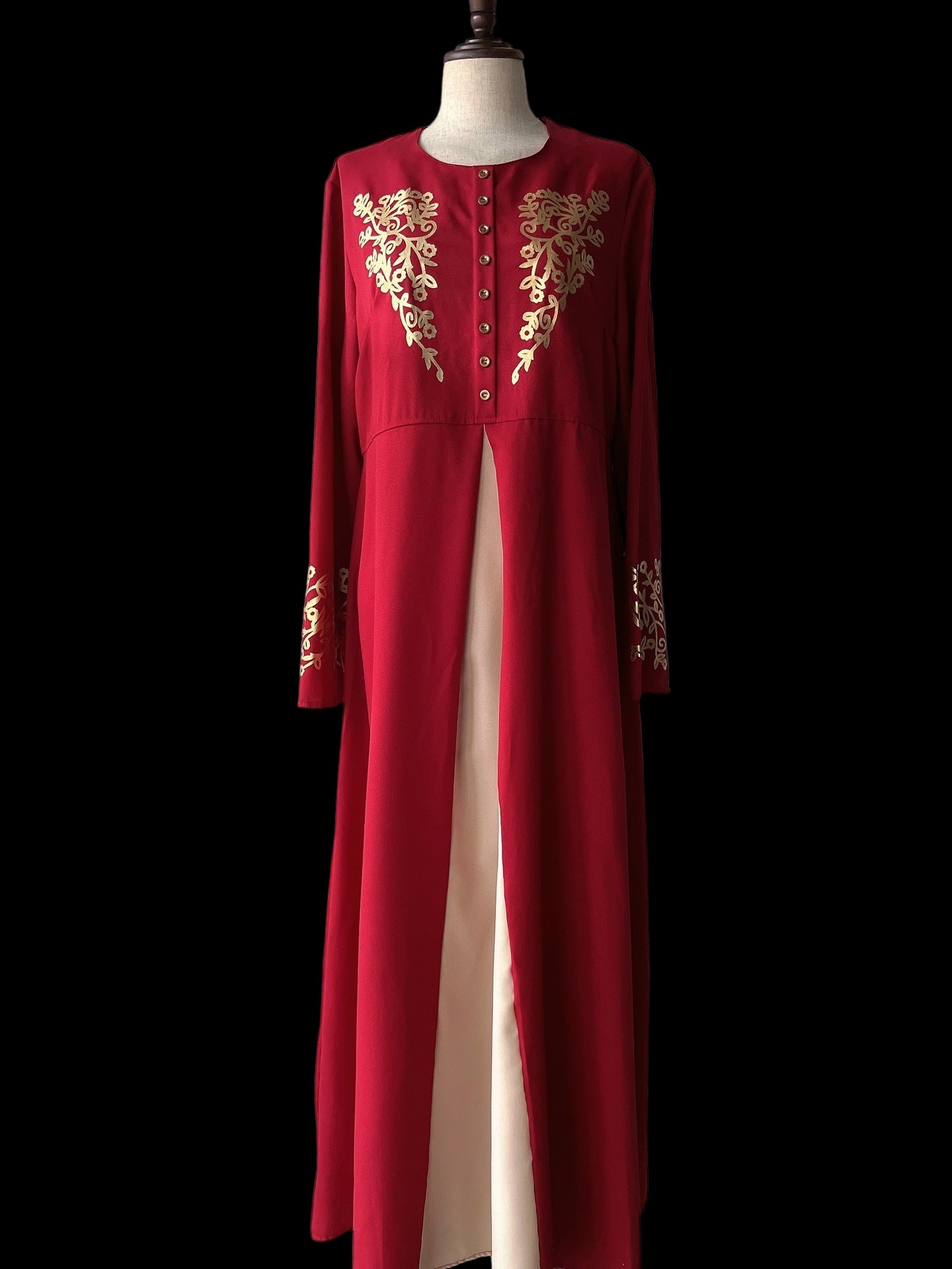 Contrast Colour Slim Fit Stitched Abaya