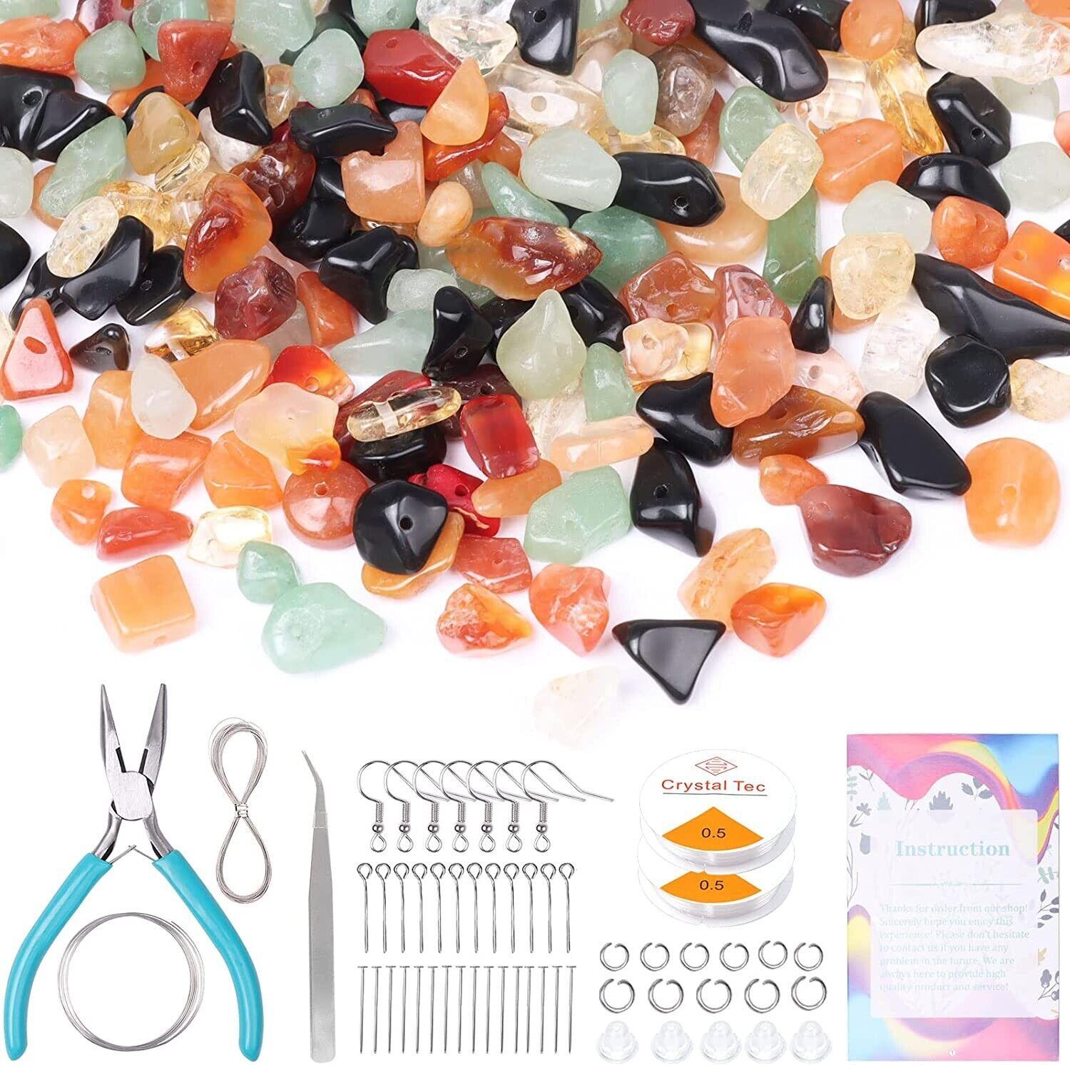 Jewellery Making Kit with Gemstone Crystals chips for 5mm-8mm with Tools