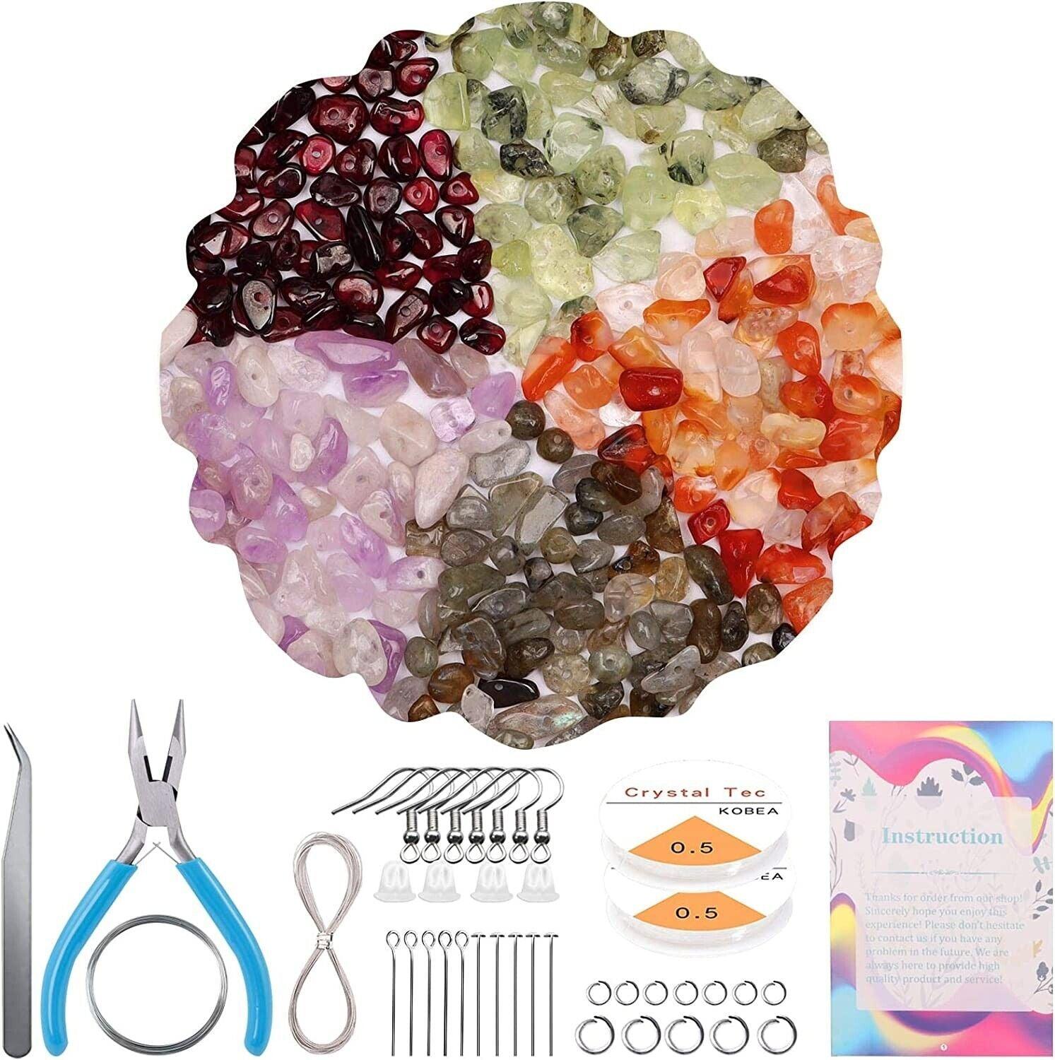 Jewellery Making Kit with Gemstone Crystals chips for 5mm-8mm with Tools
