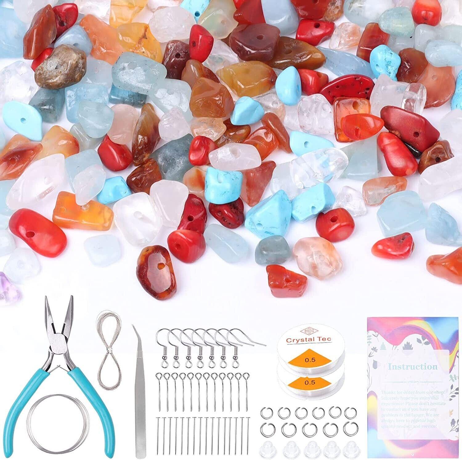 Jewellery Making Kit with Gemstone Crystals chips for 5mm-8mm with Tools