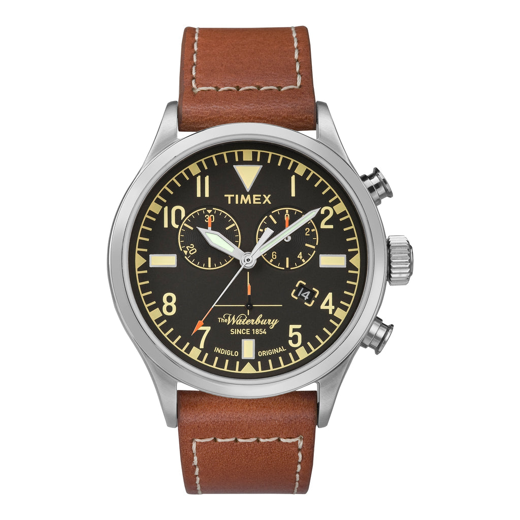 Timex Waterbury Heritage Mens Watch Chronograph Leather Strap TW2P84300