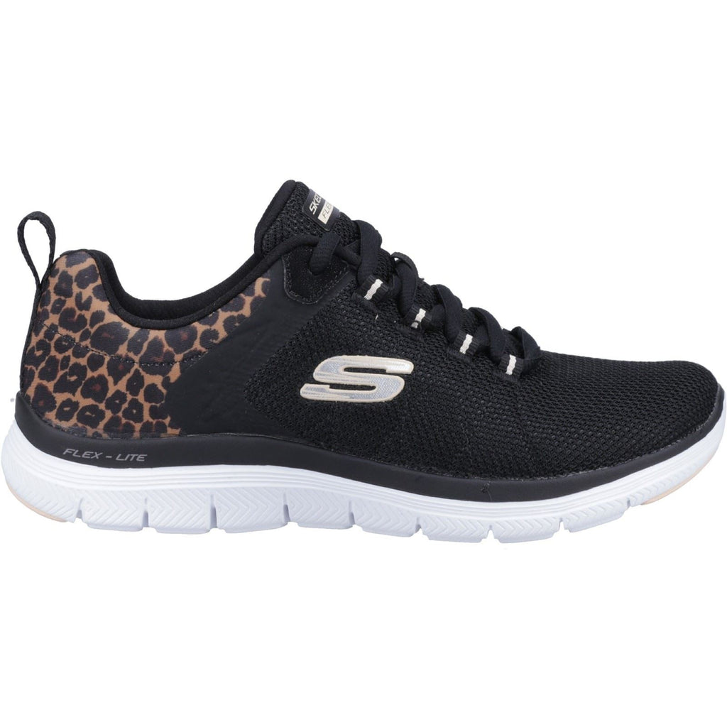 Skechers (GAR149582) Women's Flex Advantage 4.0 - Wild Ballad Shoe in Black/Leopard 3 to 8
