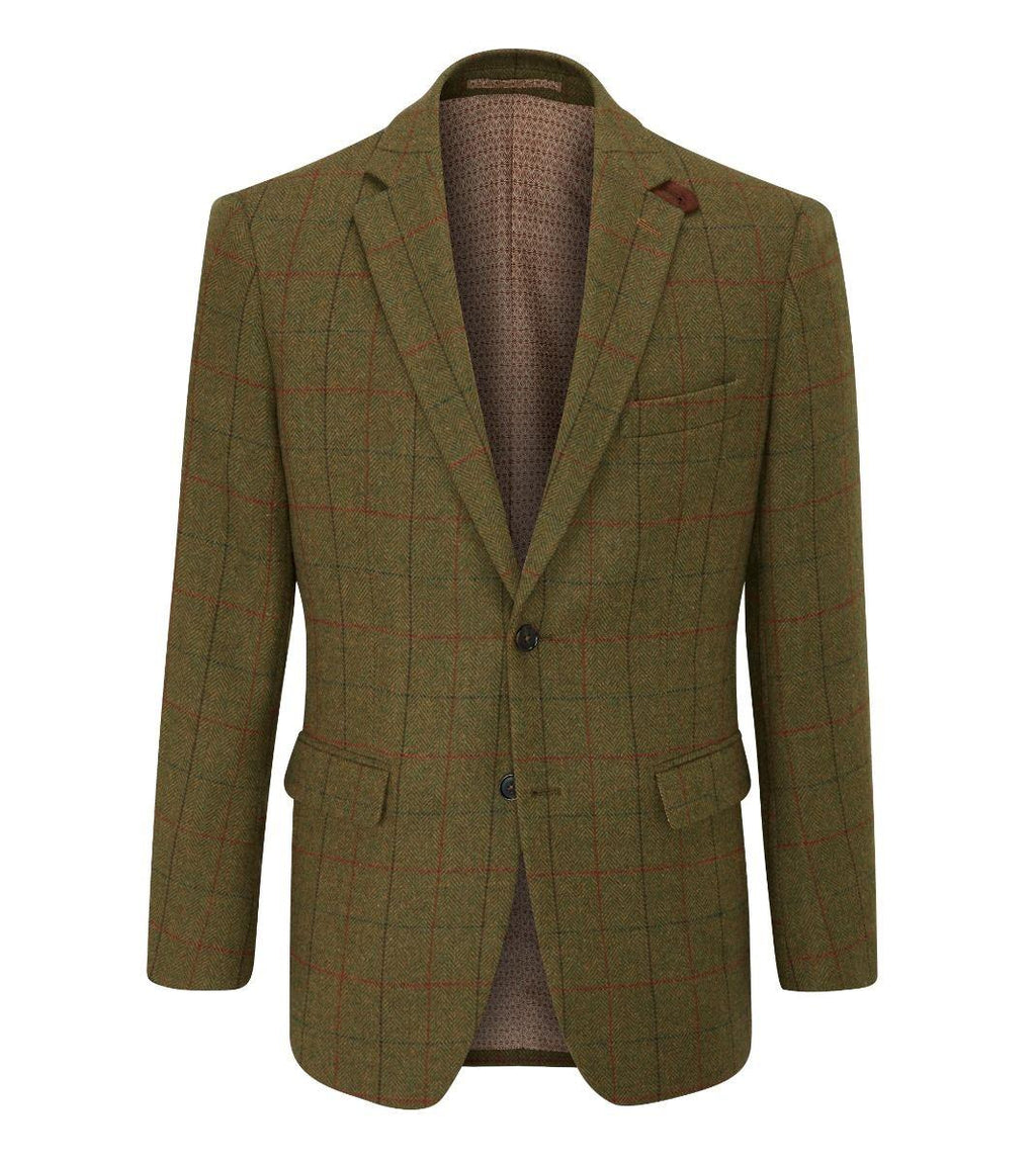 Skopes Men's Plus Size Wool Blend Tweed Window Check Jacket in Green, Size 52-62