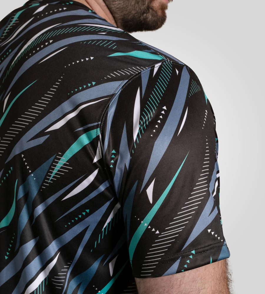 D555 NOTTINGHAM Dry Wear Light Weight AOP Poly Crew Neck T-Shirt For Men in Black, 2XL-6XL