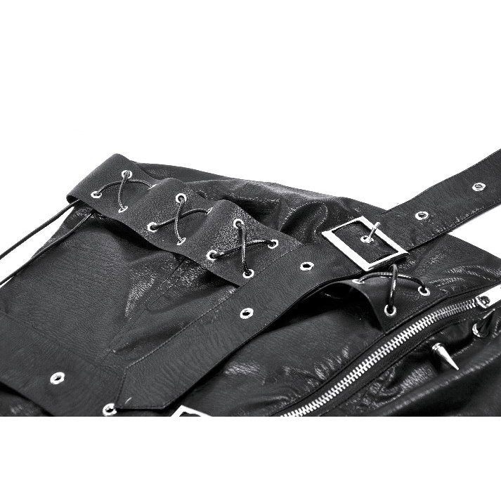 Dark in Love Vespera One-Shoulder Spiked Faux Leather Corset Top