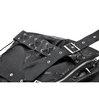 Dark in Love Vespera One-Shoulder Spiked Faux Leather Corset Top