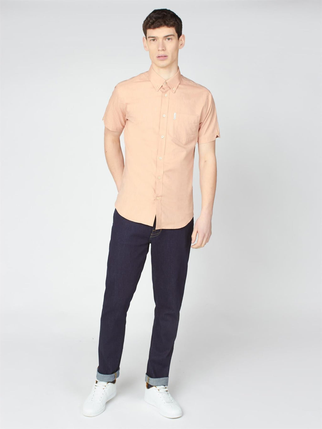 Ben Sherman Mens Big Size Short Sleeve Organic Cotton Oxford Shirt (65095) 2XL-5XL, 4 Colours