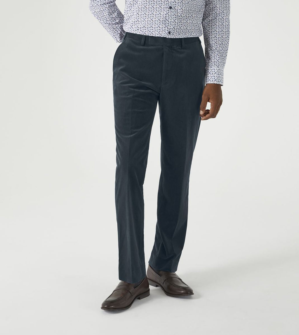Skopes Atkinson Suit Tailored Fit Trousers For Men in Teal Blue Corduroy, 30W to 58W