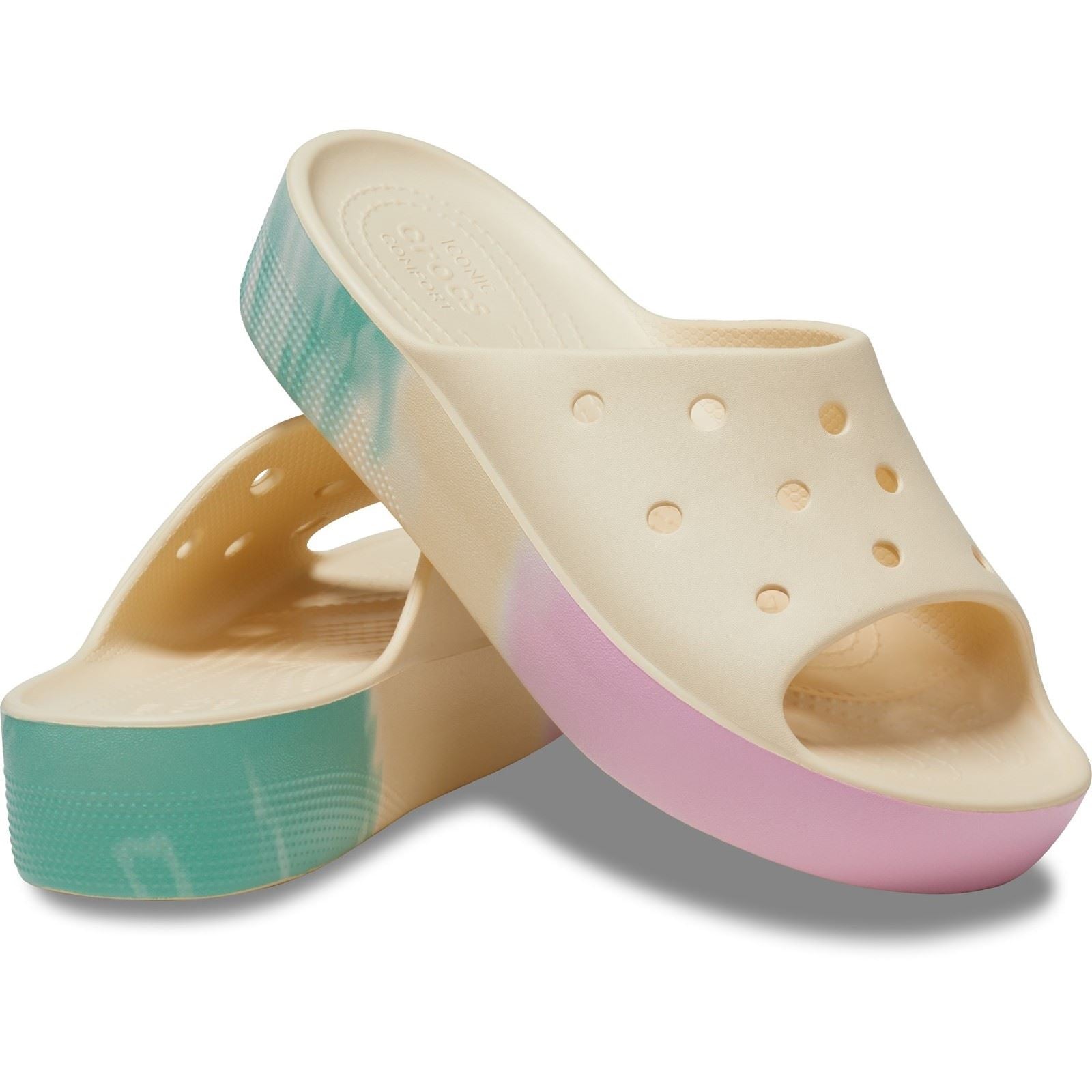 Crocs Women's Classic Platform Ombre Slide in Vanilla/Multi 4 to 8