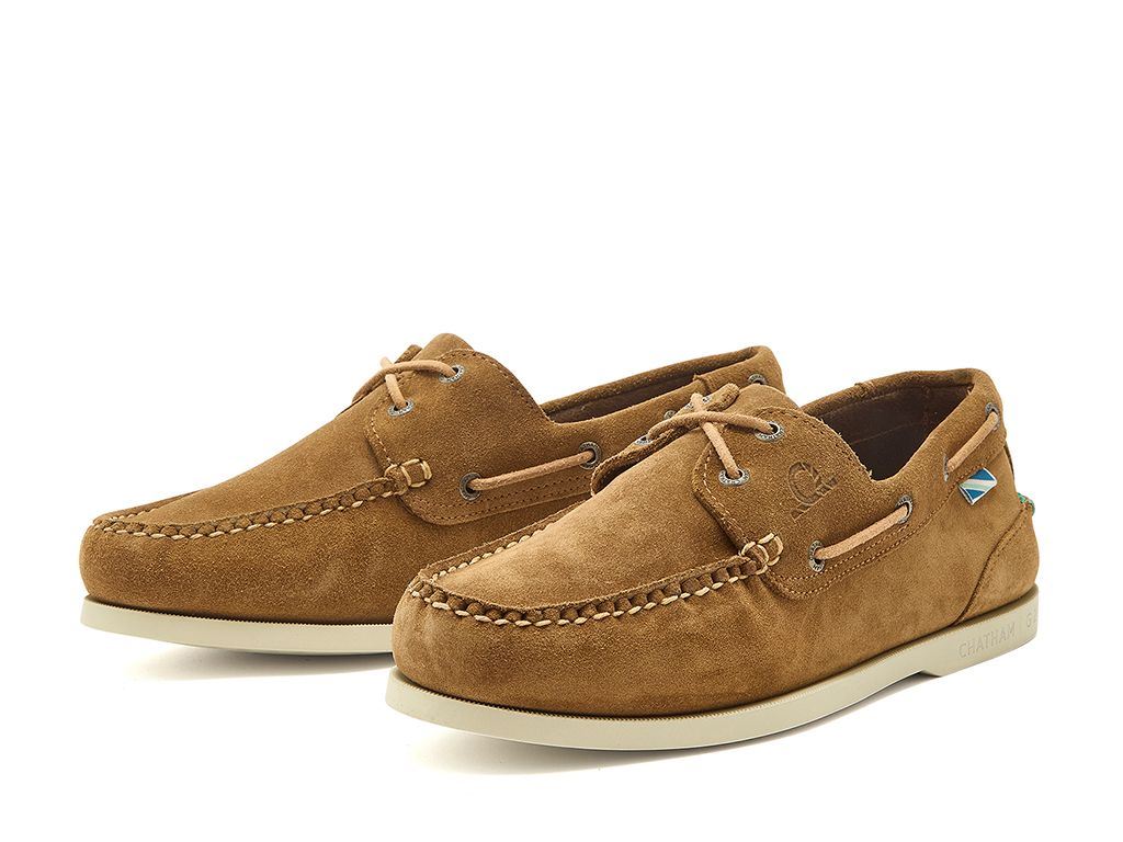 Chatham Suede Boat Shoes For Men - Compass II Repello G2 in Tan, 6-15