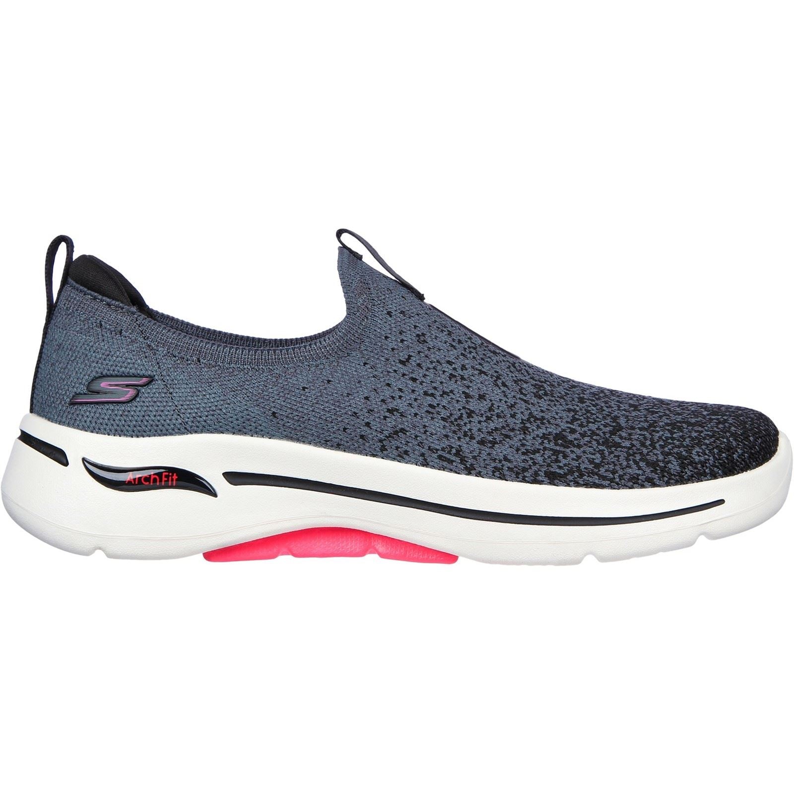 Skechers (GAR124873) Women's Go Walk Arch Fit Lunar Views Trainers in Black /Hot pink 3 to 8