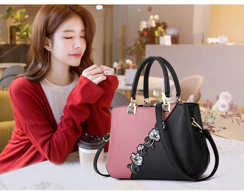 Handbags Fashionable Women's Handbags For Ladies Flower Pattern Crossbody Bags Splicing Color Shoulder Bags