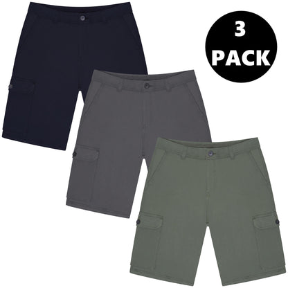 Men's 6 Pocket Cargo Shorts | Navy, Charcoal & Khaki | Waist 30"-44"