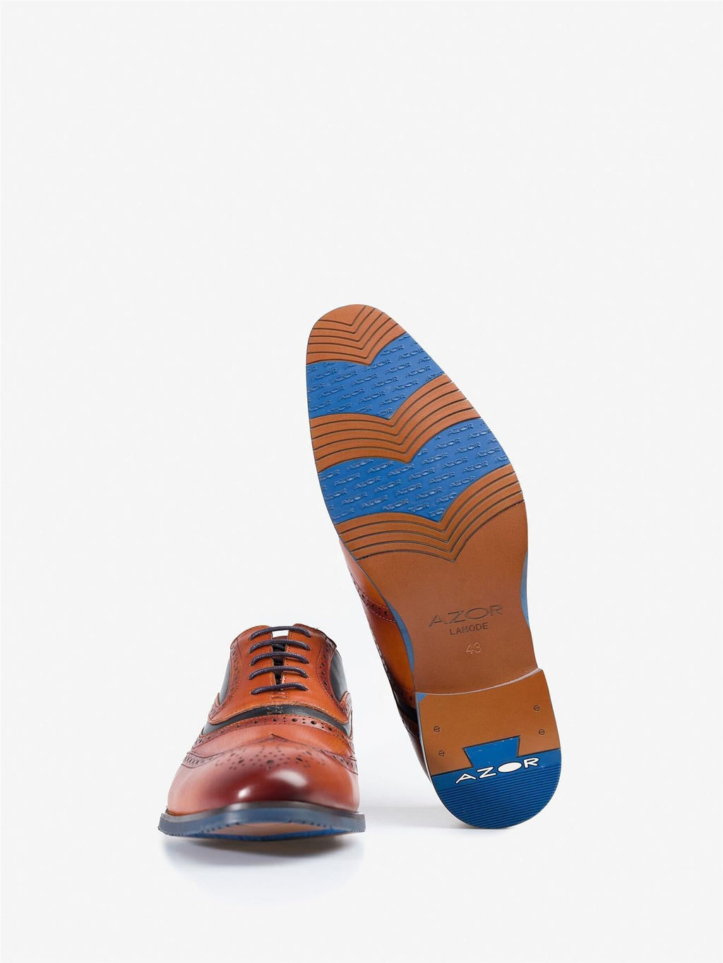 Azor Mens Webster Brogues Formal Leather Lace Up Shoes in Tan 7 to 12