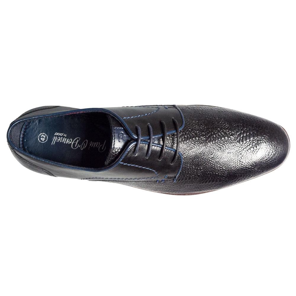 Paul O Donnell Mens Premium Embossed Leather Black Lace Up Shoes (Chicago)