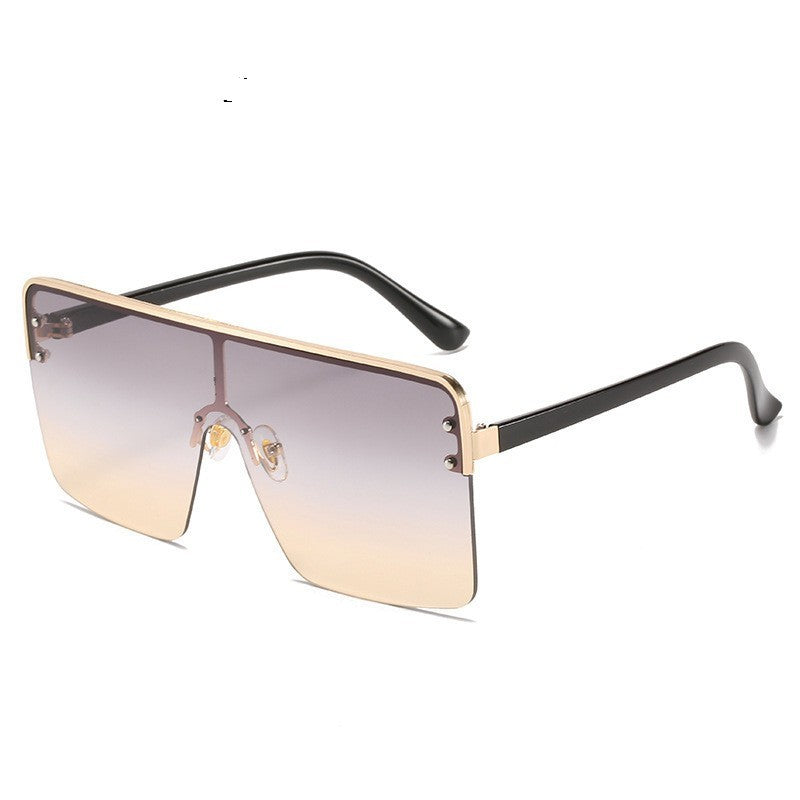 Fashion Big Frame Trend Metal Gradient Color All-in-one Sunglasses