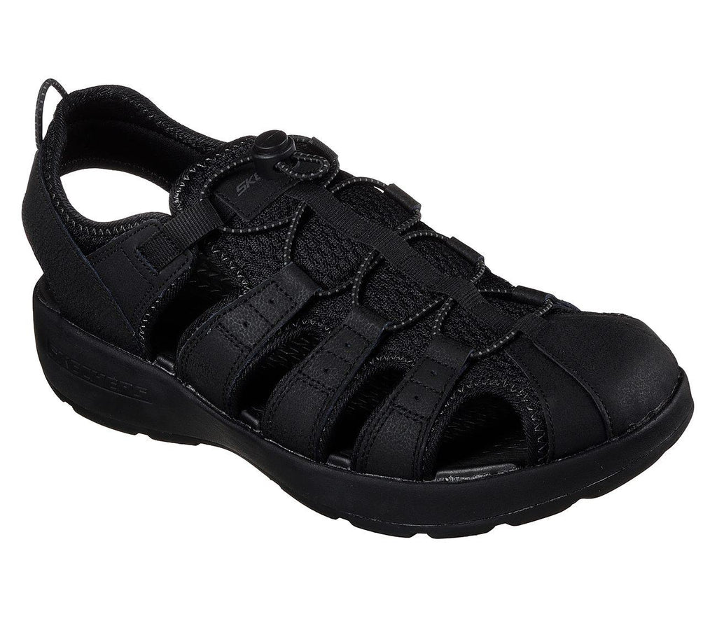 SKECHERS Men's Melbo-Journeyman Comfort Fisherman Sandal in Black
