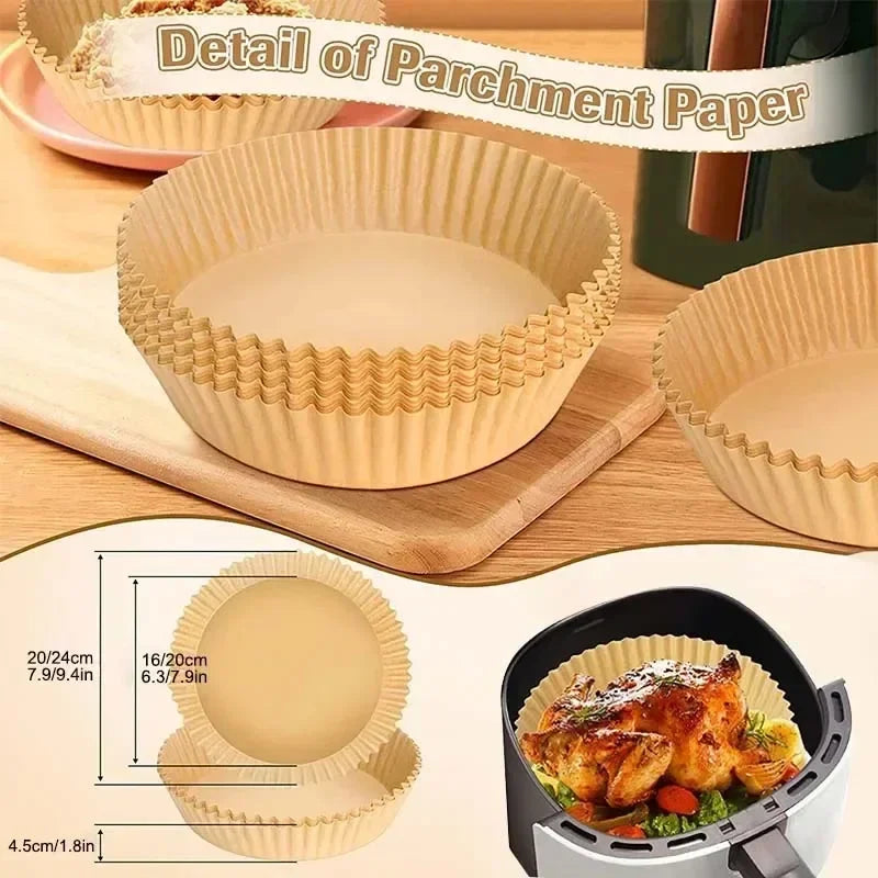 50/100PCS Air Fryer Disposable Paper Square Round Baking Paper Barbecue Plate NonStick Mat Kitchen Oven Oil Absorbing Paper Tool