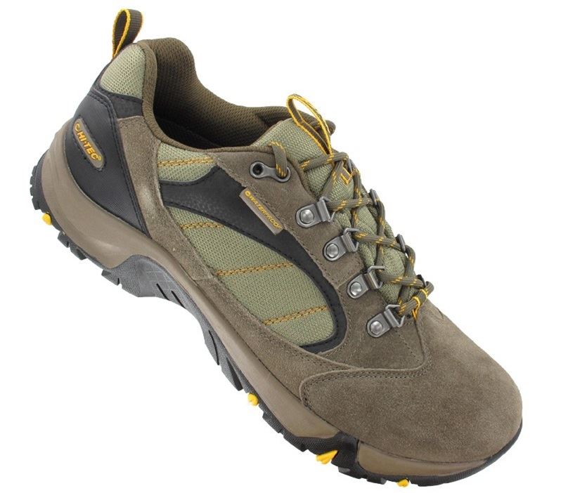 HI TECH EAGLE WATERPROOF WIDE MEN'S WALKING SHOE IN SMOKEY BROWN, TAUPE & GOLD UK7 EU(40) TO UK16 (EU50)