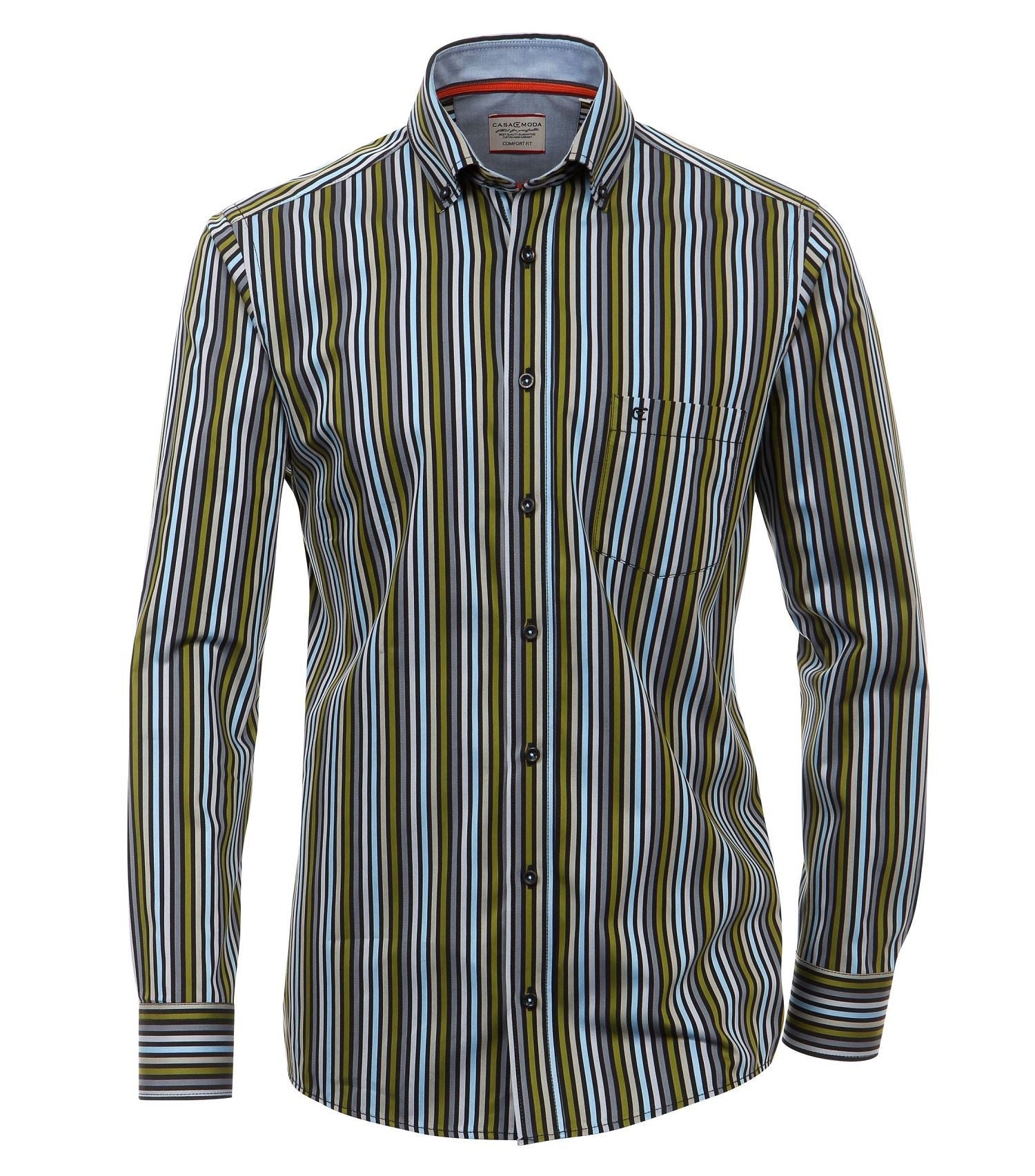 Casa Moda Premium Cotton LS Striped Shirt in Size L to 5XL, 2 Options