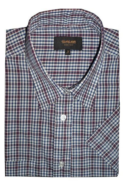 METAPHOR POLY COTTON CHECKED SHORT SLEEVED SHIRTS IN SIZE MEDIUM-6XL, 4 COLORS