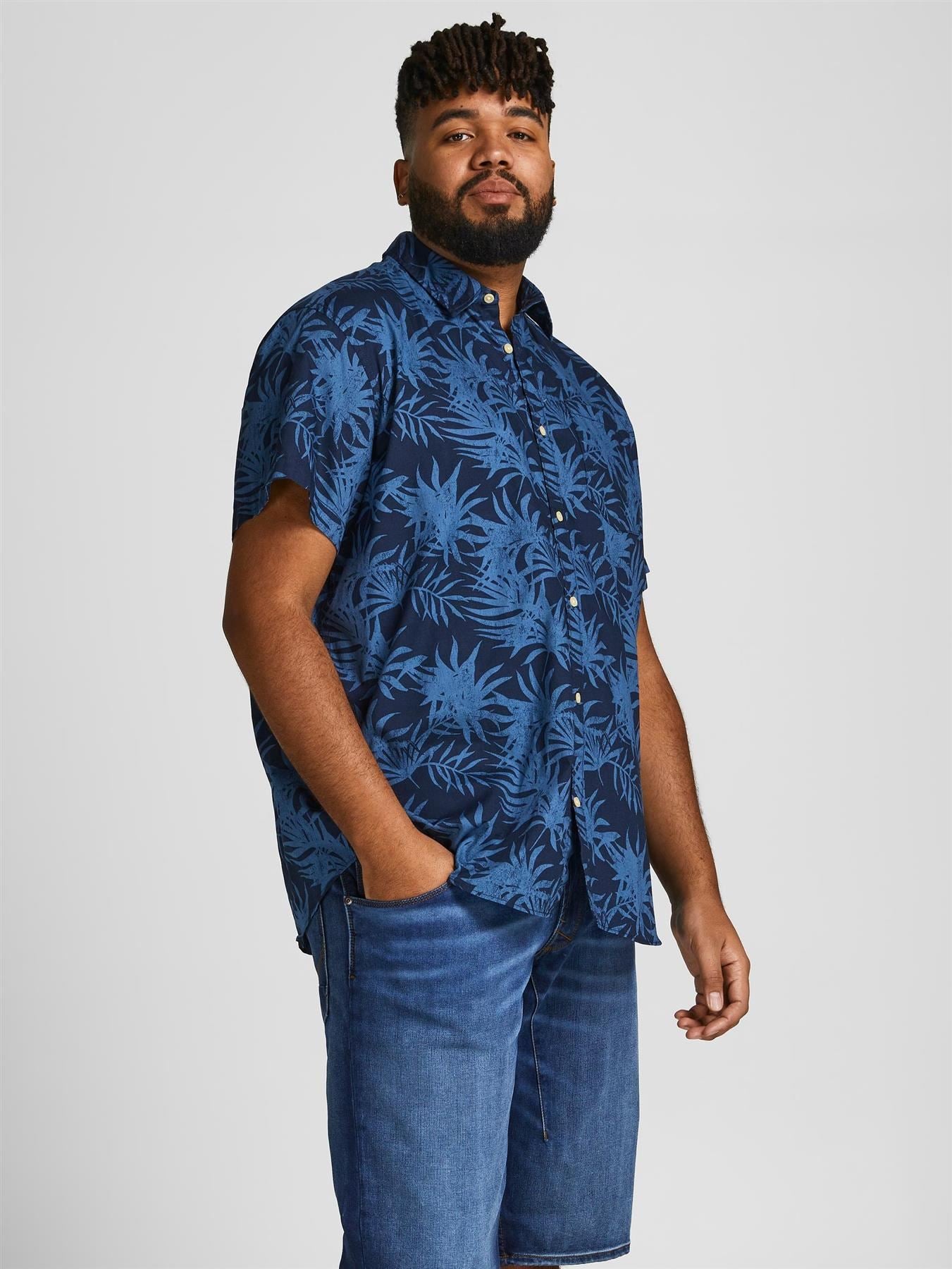 Jack & Jones Big & Tall Fit Size Men's Pure Cotton Floral Shirt in Size 2XL-6XL, 2 Colours