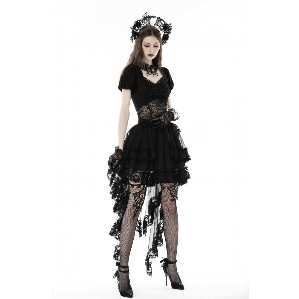 Dark In Love Lolisa Skirt – High-Low Black Lace Skirt