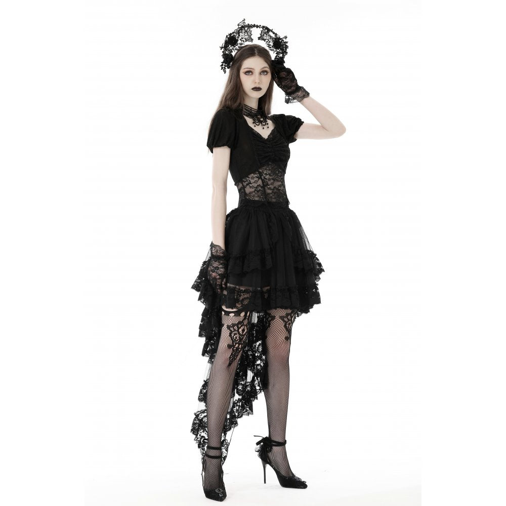 Dark In Love Lolisa Skirt – High-Low Black Lace Skirt