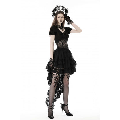 Dark In Love Lolisa Skirt – High-Low Black Lace Skirt