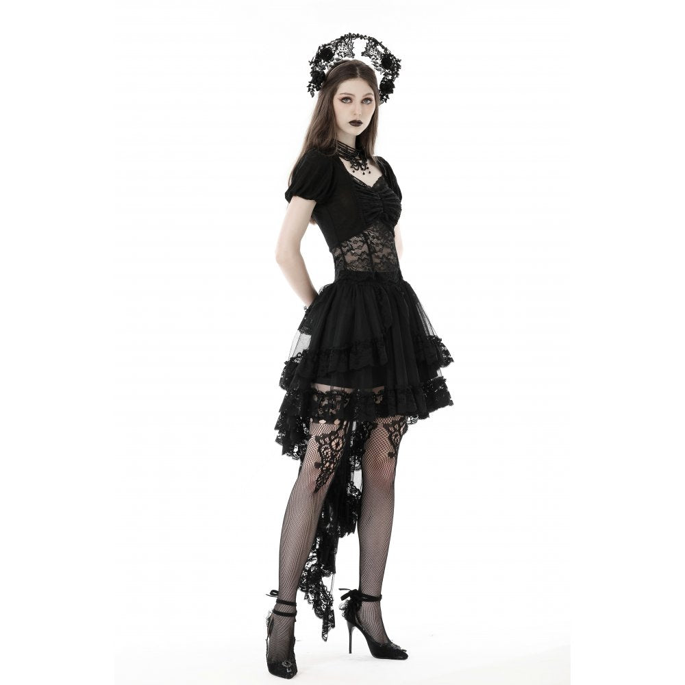 Dark In Love Lolisa Skirt – High-Low Black Lace Skirt