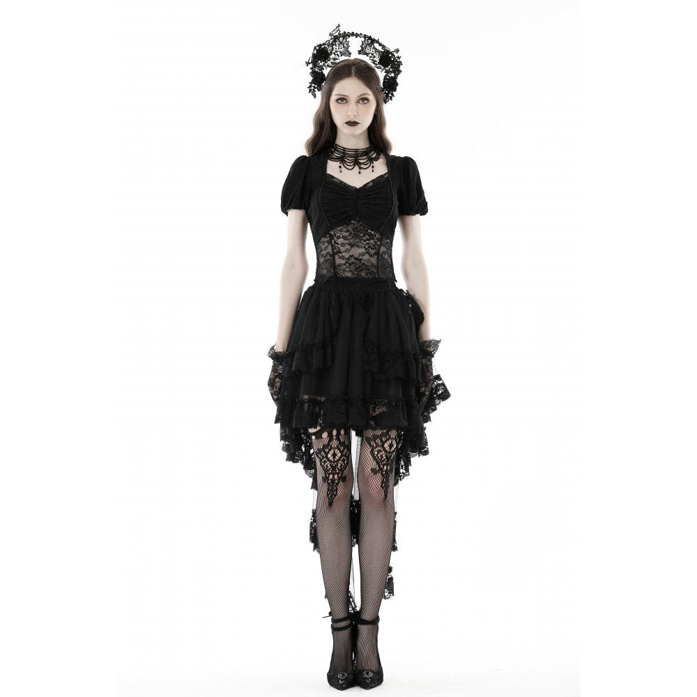 Dark In Love Lolisa Skirt – High-Low Black Lace Skirt