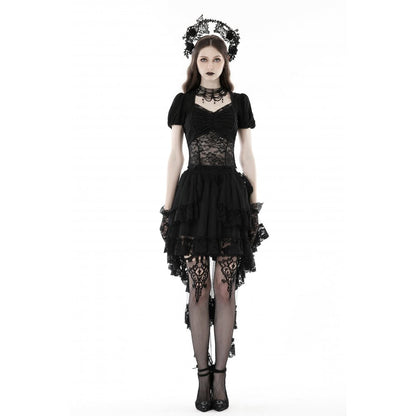 Dark In Love Lolisa Skirt – High-Low Black Lace Skirt